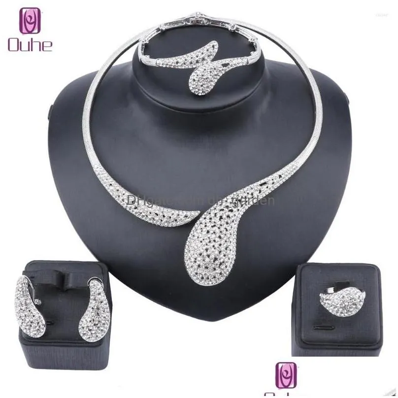 necklace earrings set dubai crystal classic party bracelet ring for women wedding bride gift jewelry
