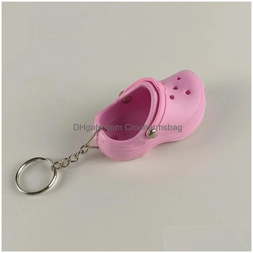 3D Mini Shoe Keychain Shoes Srocs Key Chain Clog Sandal Party Favors Key Chains Cute EVA Plastic Foam Hole Sandals Slippers 11 Colors