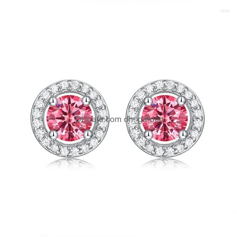 stud earrings for women 2023 luxury s925 silver wedding moissanite round package wholesale customization personality gifts party