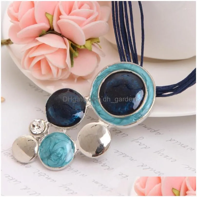 necklace earrings set minhin special circle design silver plated pendant accessory blue jewelry for women high quality rope