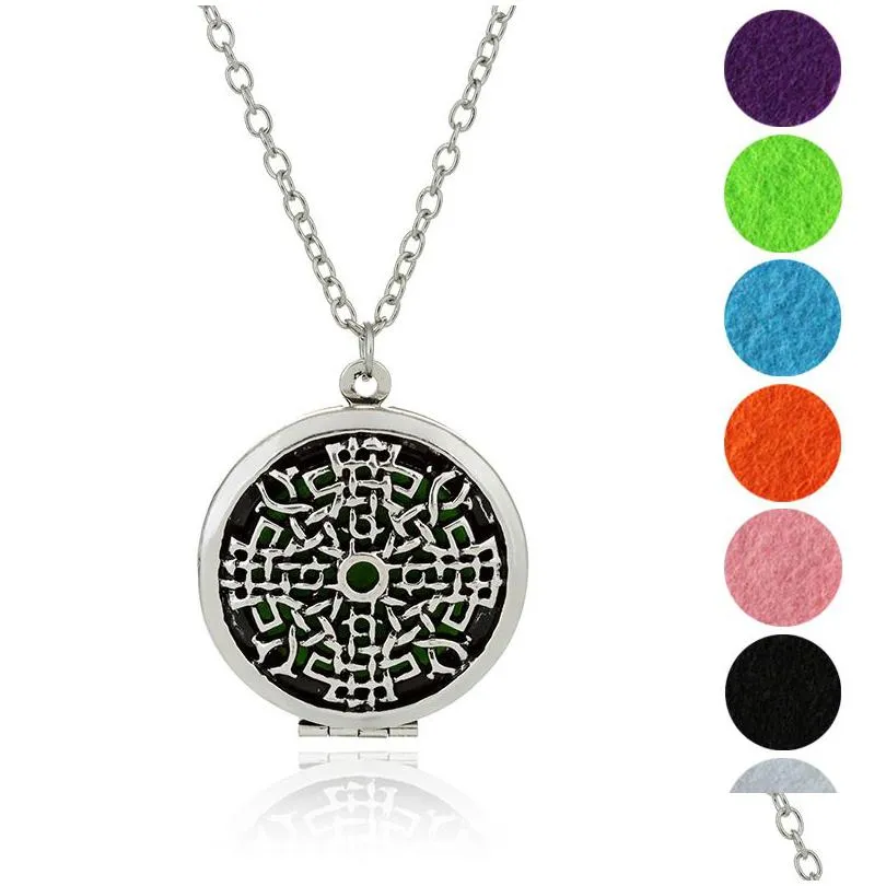 18 styles essential oil diffuser necklaces opening hollow floating aromatherapy locket pendant link chain for women fashion jewelry