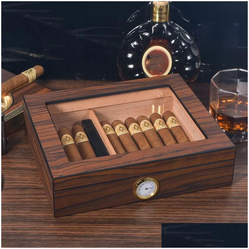 exquisite cigar case glass display box creative cigars storage boxes with hygrometer birthday gift