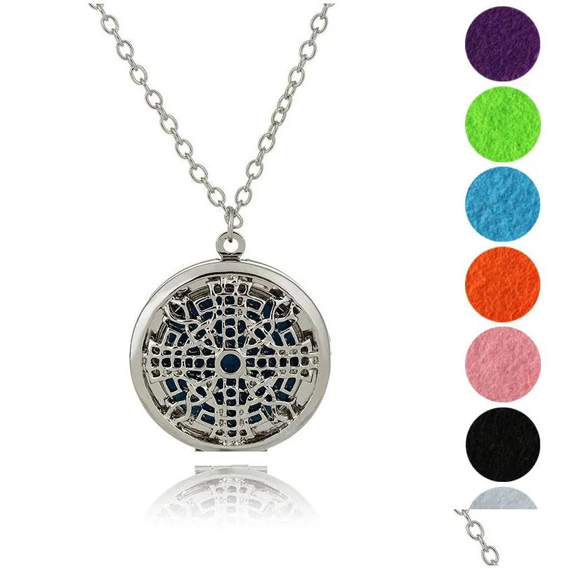 18 styles  oil diffuser necklaces opening hollow floating aromatherapy locket pendant link chain for women fashion jewelry
