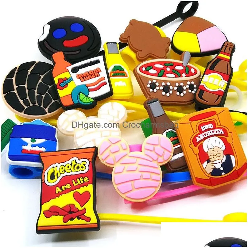 Custom Mexican Style soft silicone straw toppers accessories cover charms Reusable Splash Proof drinking dust plug decorative 8mm straw party