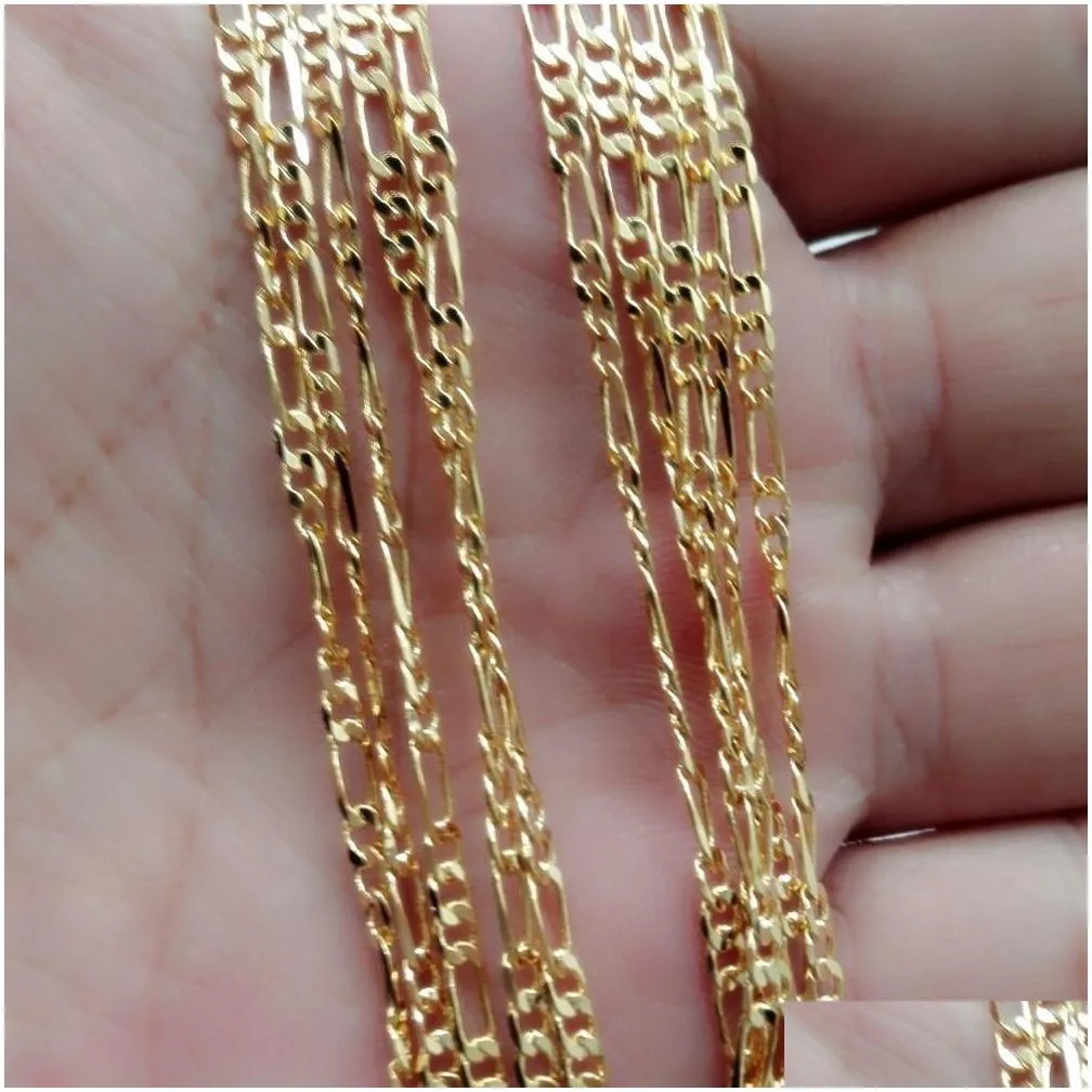 2mm silver plated chain necklace for women men fashion gold colors choker chains fit pendant jewelry 16-30 inches