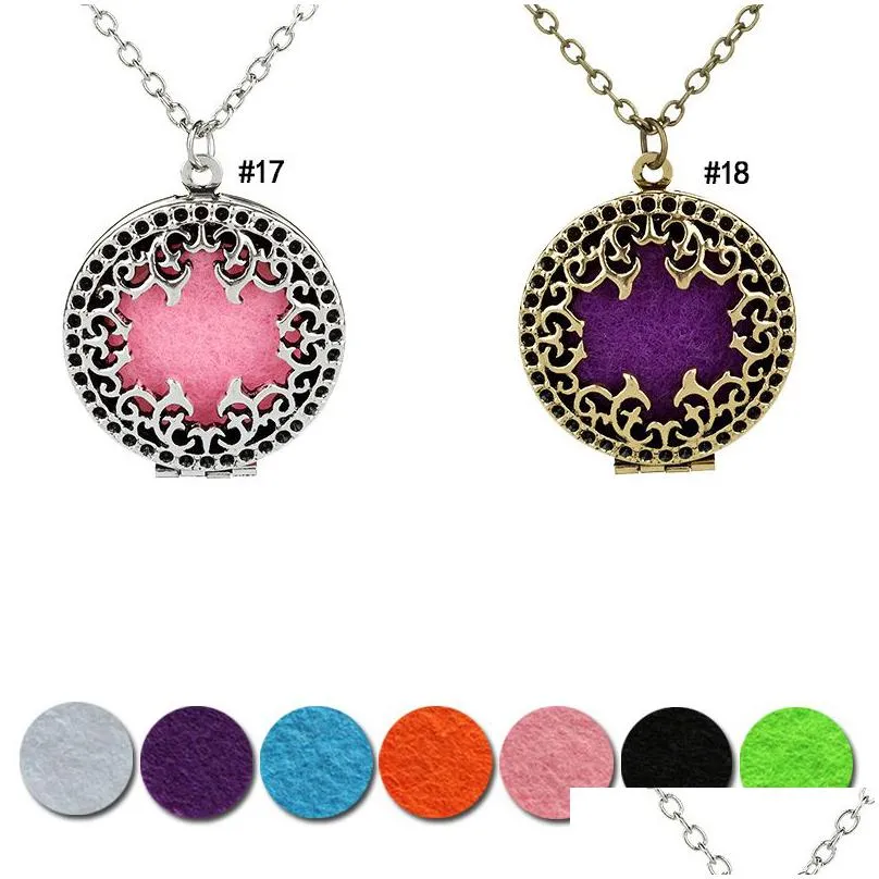 18 styles essential oil diffuser necklaces opening hollow floating aromatherapy locket pendant link chain for women fashion jewelry