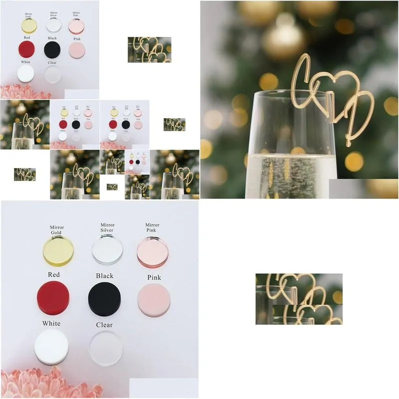 other event party supplies 20 50 100pcs personalized cut wedding drink tags glass topper stirrers bar sign marker acrylic wine charms