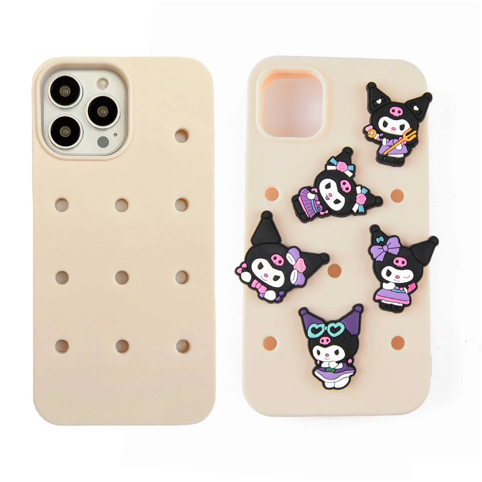 Shoe Parts Accessories hot selling in stock multi color silicone mobile phone cases diy charms phone case