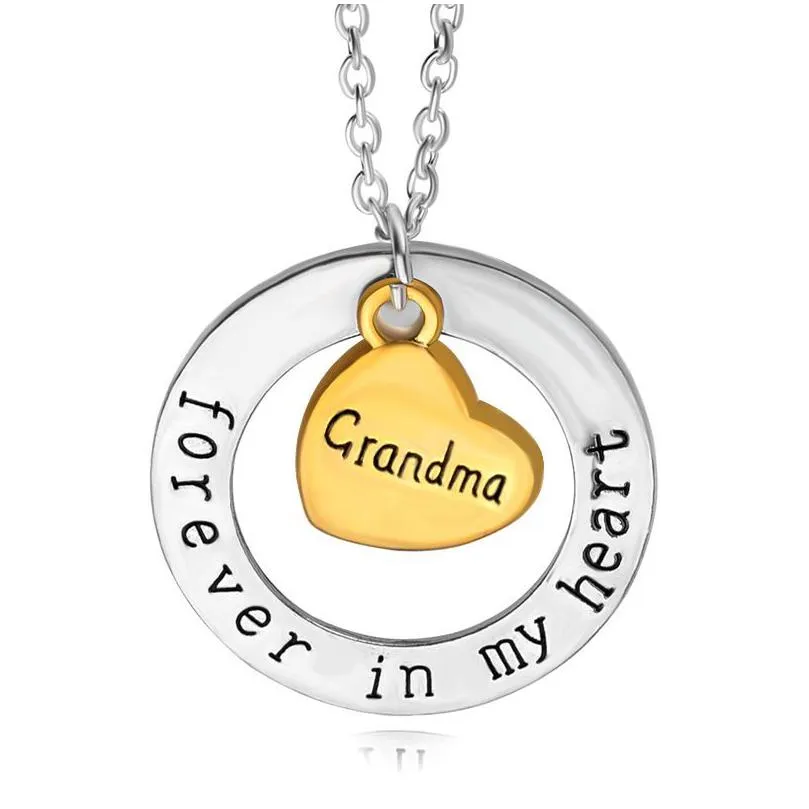 forever in my heart necklaces for women family member grandpa grandma mom dad daughter son love heart pendant chains fashion jewelry