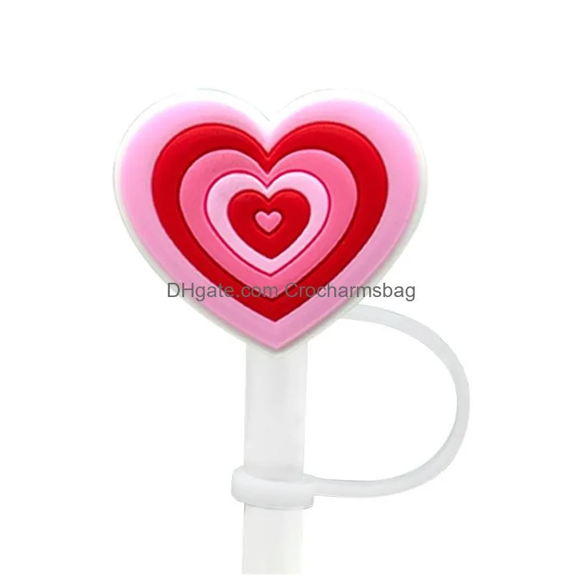 valentine`s day straw cover topper silicone accessories cover charms reusable splash proof drinking dust plug decorative DIY your own 8mm