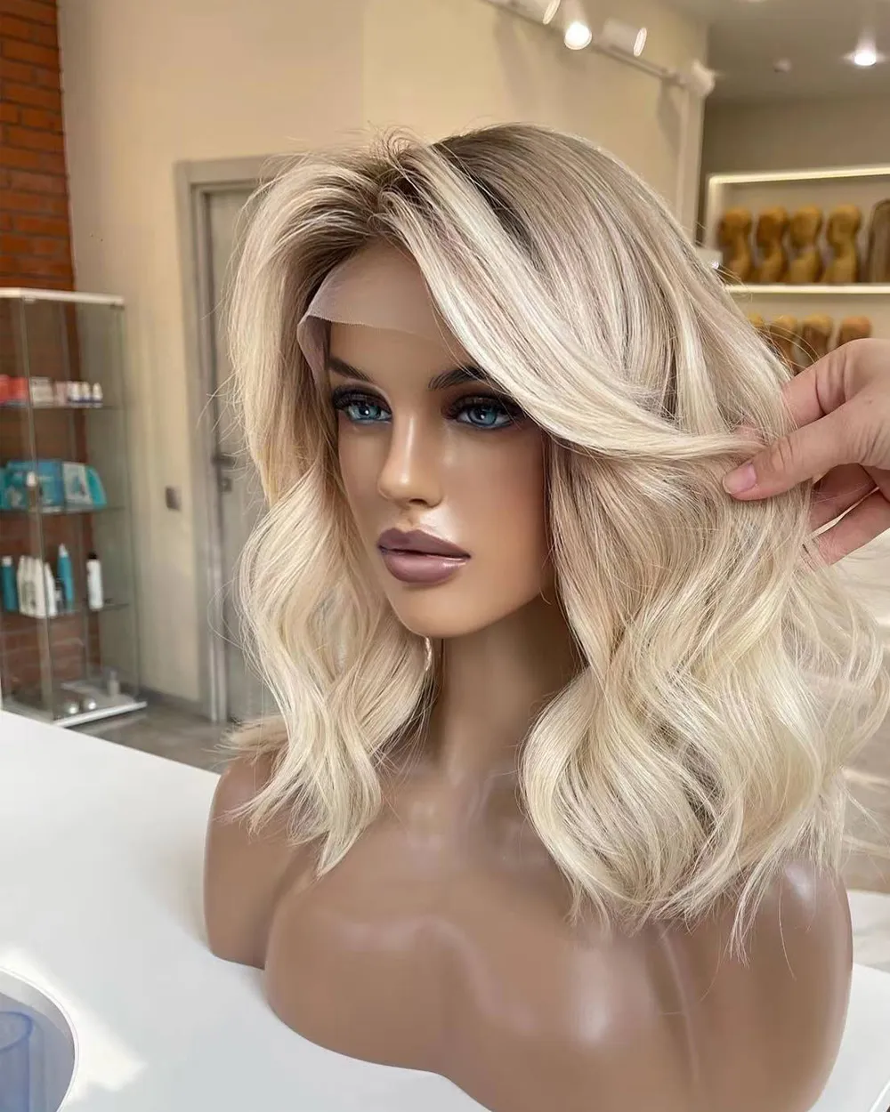 13x4 Highlight Omber Wigs Human Hair Lace Frontal 360 Virgin Brazilian Short Bob Ash Blonde Wig for Women
