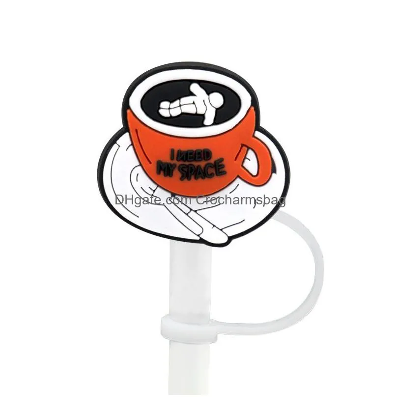 coffee series straw cover topper silicone accessories cover charms reusable splash proof drinking dust plug decorative DIY your own 8mm