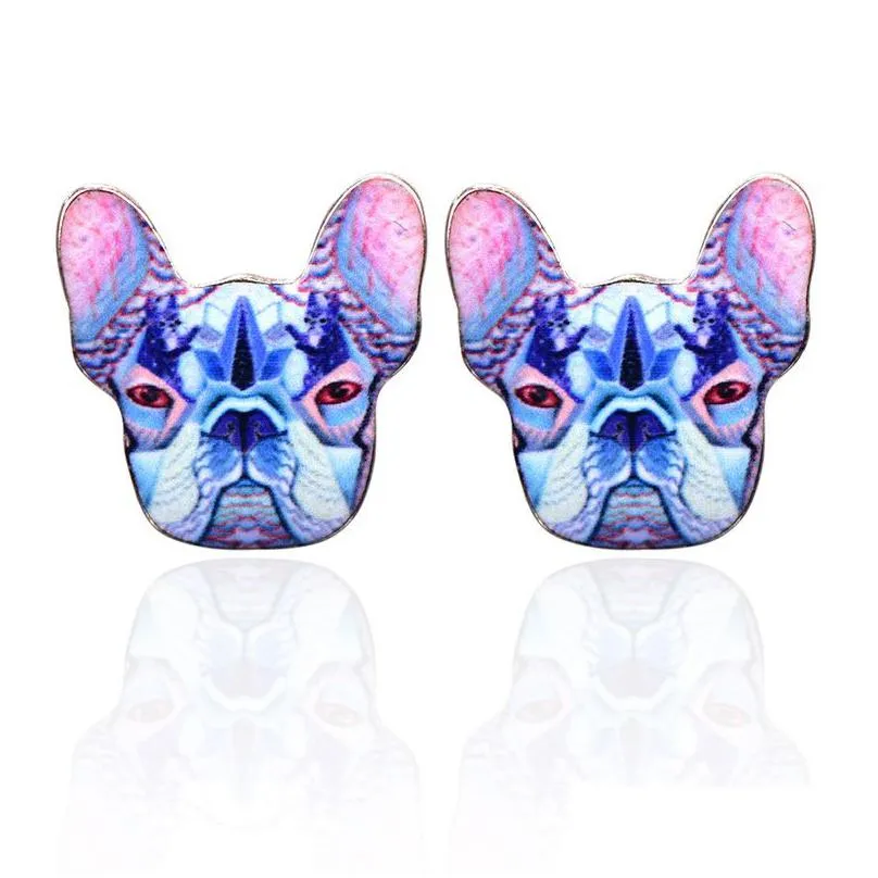 cute enamel printing dog stud earrings for women colorful puppy animal cartoon ethnic earrings fashion jewelry gift