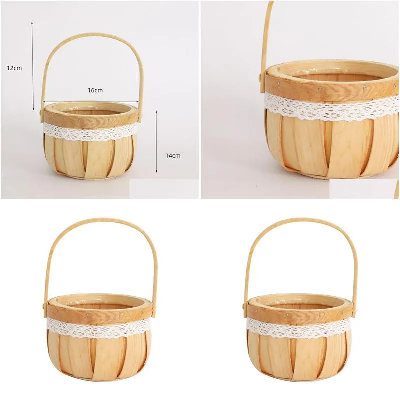 flower basket wedding bridal home decor woven portable handle party decorative gift kitchen storage