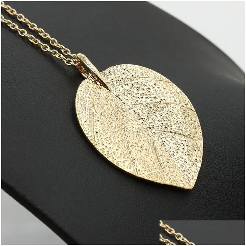 european vintage punk gold leaf leaves pendant necklace chain alloy pendants necklaces for women jewelry valentine`s day gift