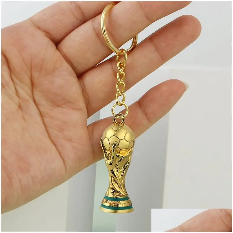 2022 world football soccer trophy hercules keychain zinc alloy qatar fans gifts