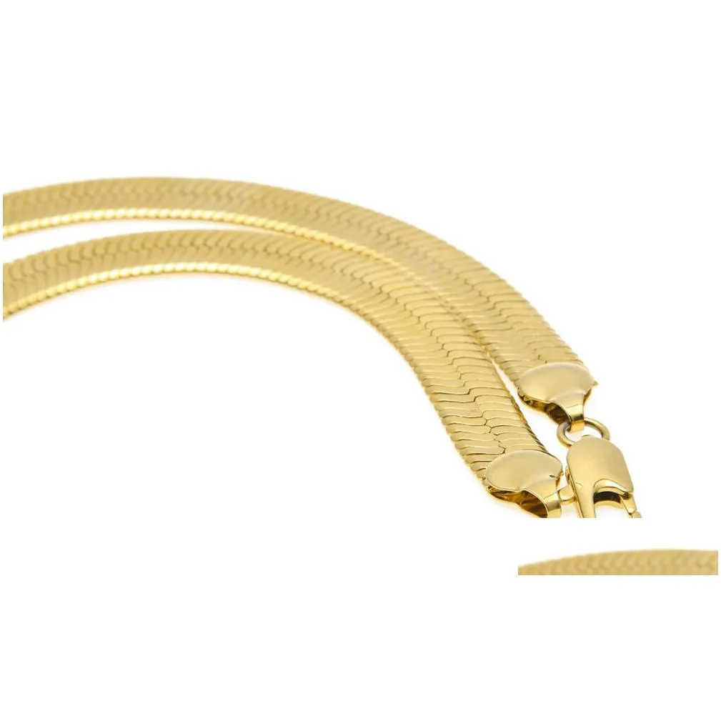 8&10 mm gold snake chain necklace men`s flattened smooth snake chains 30inch for women hip hop jewelry hot sale