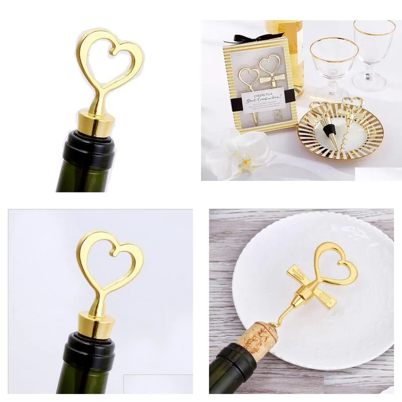 Wedding Favors Wine Bottle Opener Heart Shaped Novelty Great Combination Corkscrew Stopper Elegant Heart Sets Gift