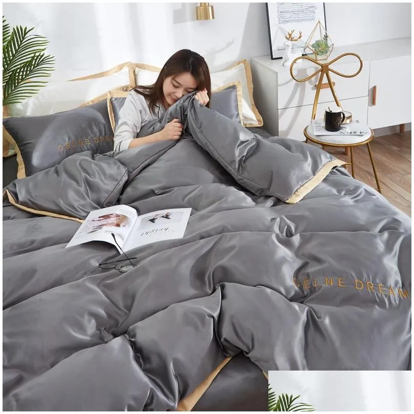 four-piece silk cotton bedding sets king queen size soft printed quilt cover pillow case duvet cover brand bed comforters sets fast