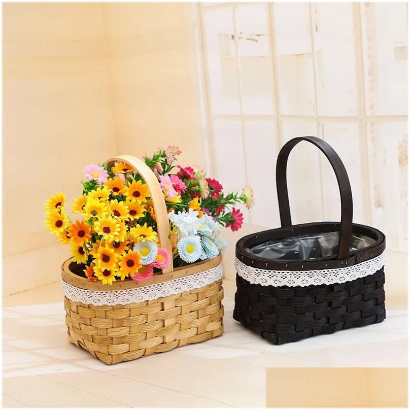 basket for flowers fruits with handle home decorative flower organizing storage baskets