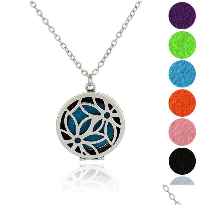 fashion double lotus pendant  oil diffuser necklaces for women open hollow perfume locket aromatherapy jewelry gift