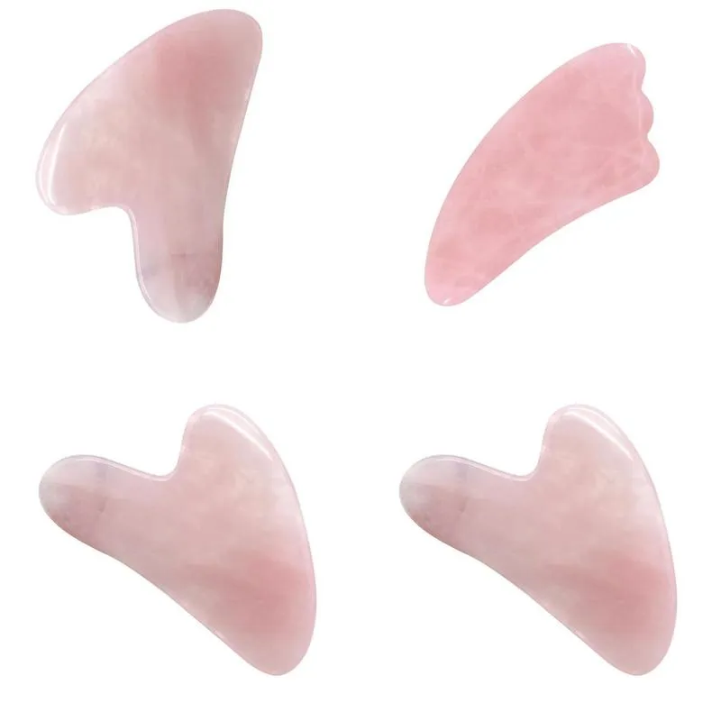 rose quartz jade guasha facial tools as face massager natural stone scraper chinese gua sha pad for skin care tool gifts for women pink manual back massagers rock