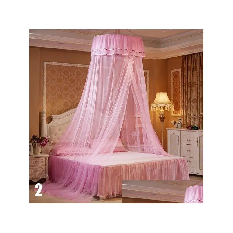 several colors elegant round bedding mosquito net home bedding curtain dome princess bed canopy mesh belt 2 butterfly wedding