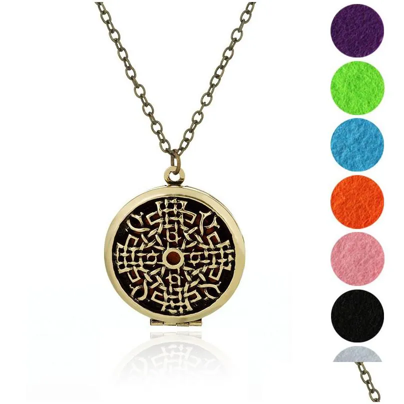 18 styles essential oil diffuser necklaces opening hollow floating aromatherapy locket pendant link chain for women fashion jewelry