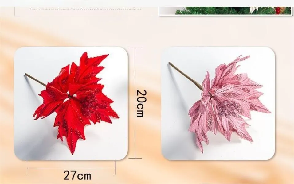 christmas decorations christmas tree simulation shiny leaf red white pink grey green yellow color for choose