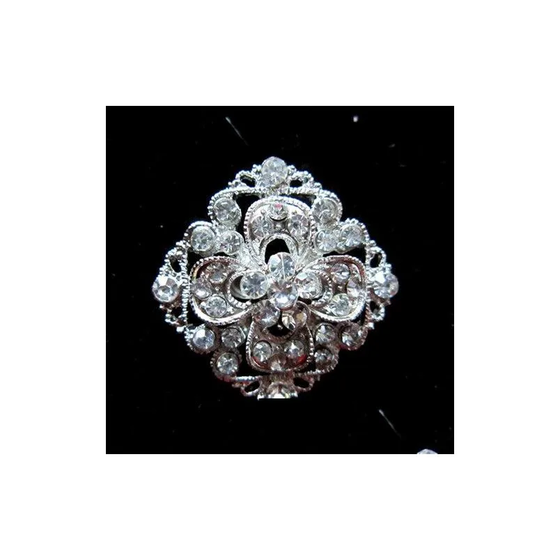 Jewelry Sparkly Silver Plated Clear Rhinestone Crystal Flower Diamante Brooch Bouquet Party Pins