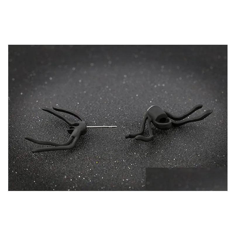 2017 punk black spider charm ear stud women`s halloween party evening gift earrings for ladies fashion jewelry