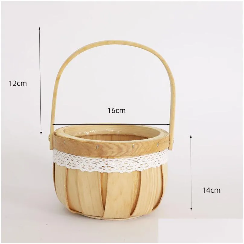 flower basket wedding bridal home decor woven portable handle party decorative gift kitchen storage