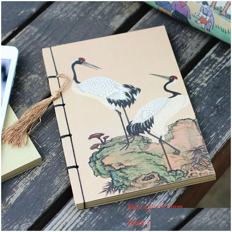 wholesale chinese retro personal diary notebook antique tassels blank kraft jounals sketchbook notebooks notepad student stationery
