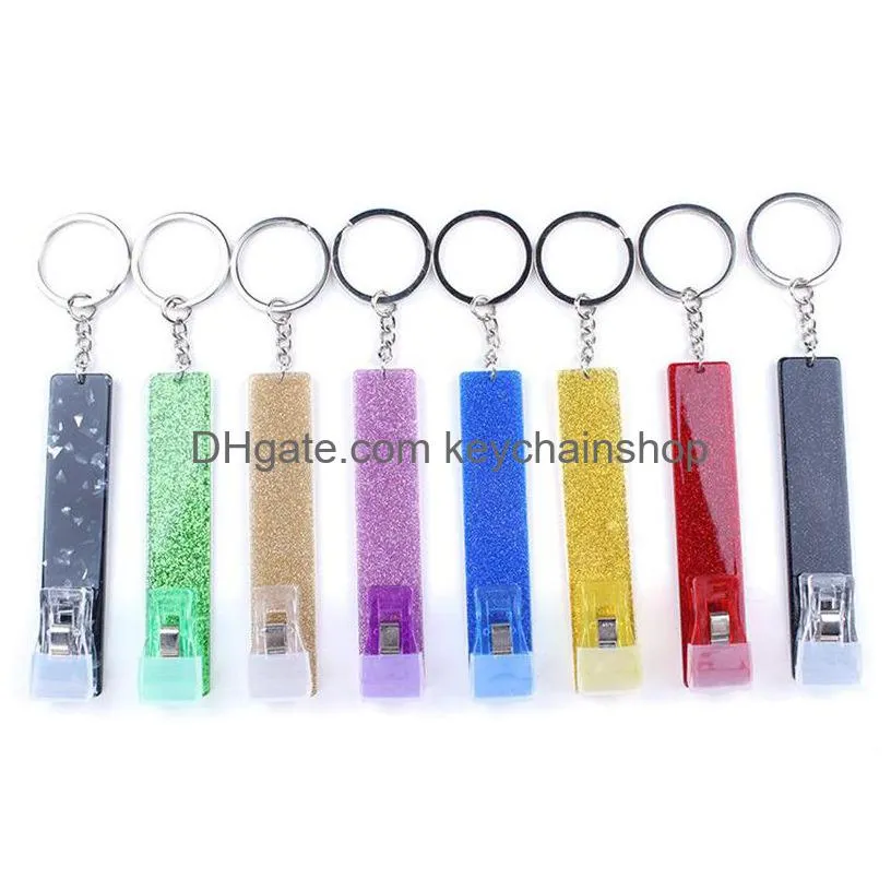 credit card puller cartoon pattern card grabber keychain long nails acrylic atm card for key chains pendant accessories