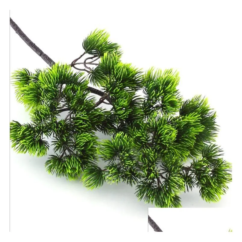5Pcs Pine tree Branches Artificial plastic Pinaster plants fall Christmas tree decoration flowers arrangement Leaves wreath