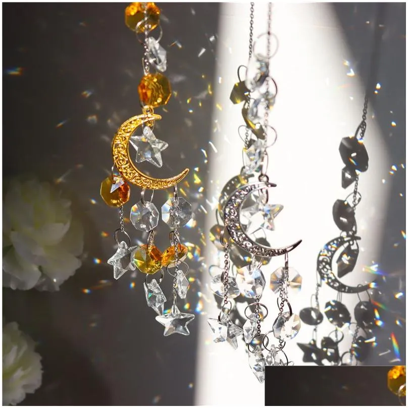 garden decorations moon sun catcher garden wedding decoration window rainbow maker home decor hanging crystal prism suncatcher christmas gift 20220530