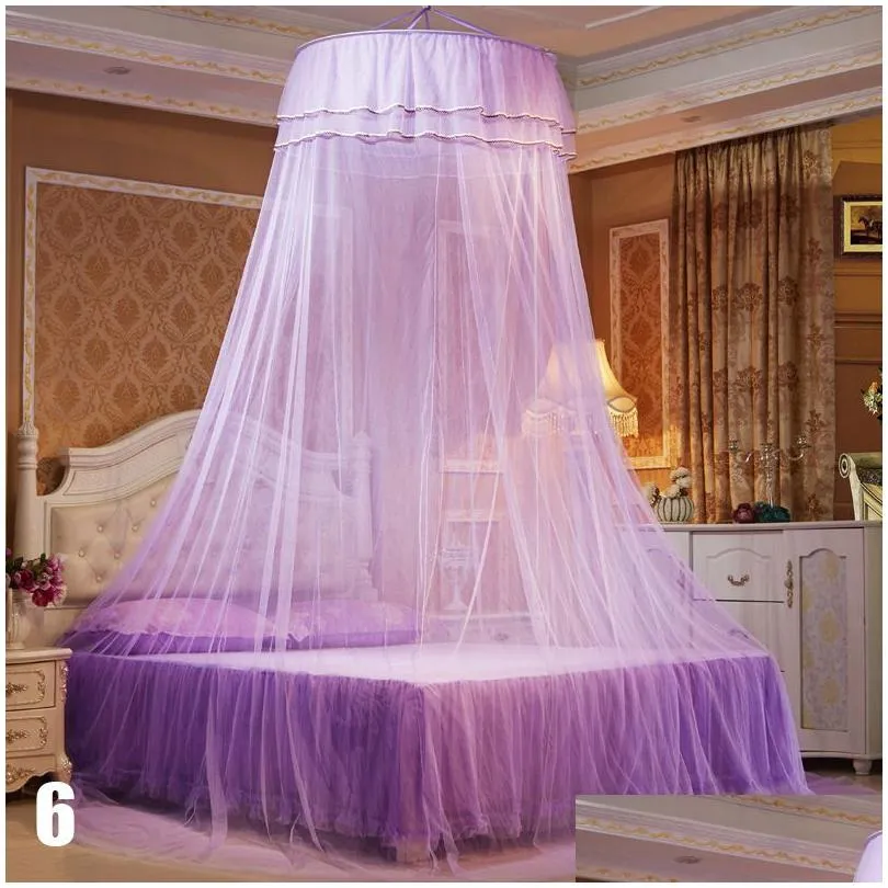 several colors elegant round bedding mosquito net home bedding curtain dome princess bed canopy mesh belt 2 butterfly wedding