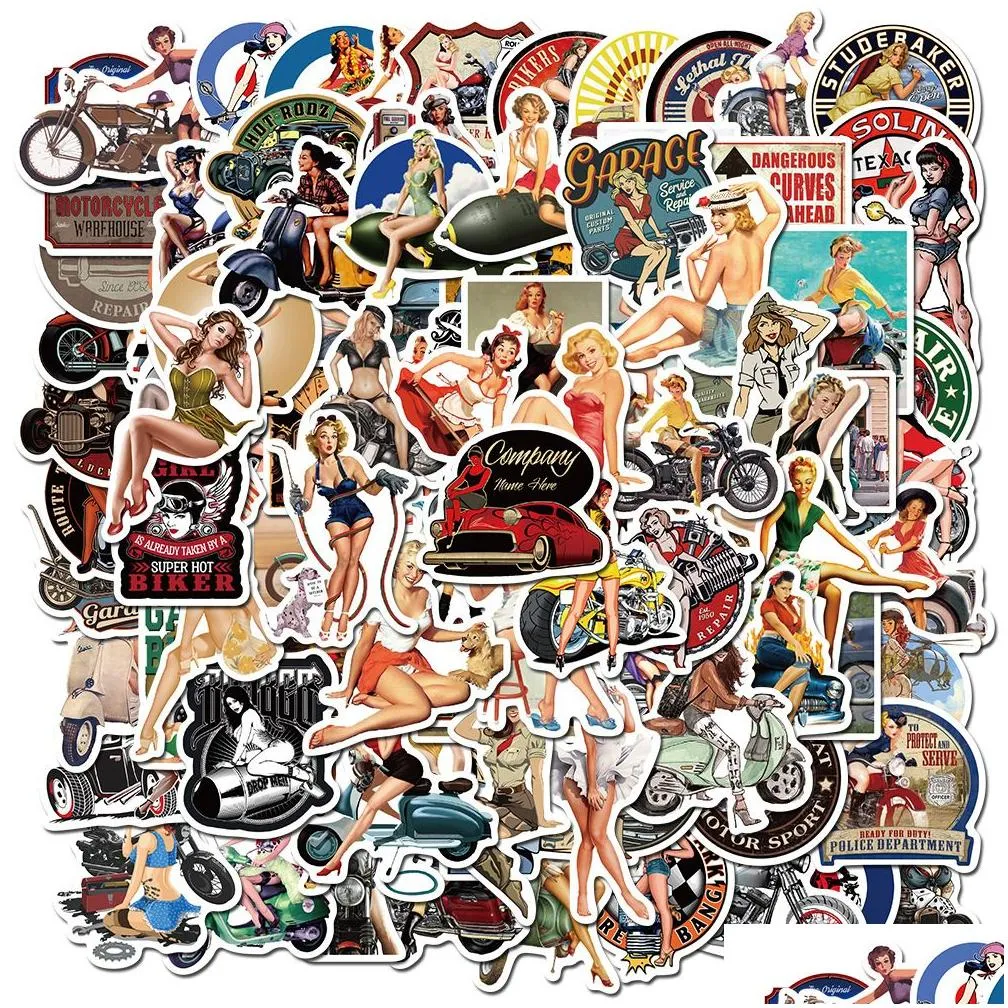 100 pcs mixed graffiti skateboard stickers vintage sexy girls for car laptop pad bicycle motorcycle ps4 phone luggage decal pvc guitar