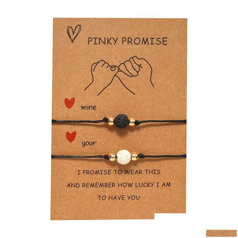 2pcs/set friendship couple bracelets for women men lava rock stone eye heart sunflowers charm rope string chains bangle wish jewelry