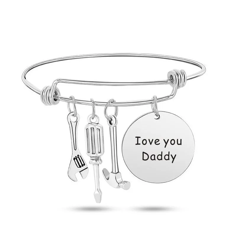 Bracelets de charme Si papa ne peut pas le réparer, personne ne peut lettre bracelet pour hommes outils extensible fil wrap bracelet mode fête des pères bijoux G Dhfw0