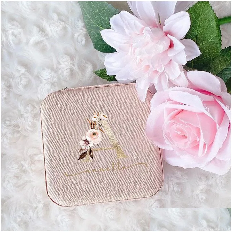 other event party supplies personalised alphabets jewellery box travel zipper jewellery boxes custom name wedding bridesmaid gifts proposal cases for her