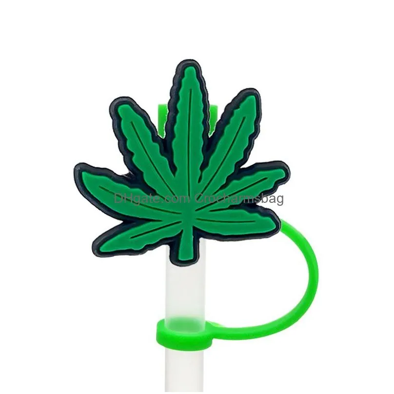 Custom Plants silicone straw toppers accessories cover charms Reusable Splash Proof drinking dust plug decorative 8mm straw