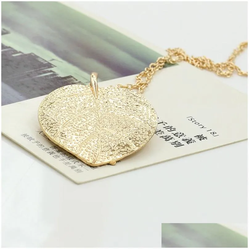 european vintage punk gold leaf leaves pendant necklace chain alloy pendants necklaces for women jewelry valentine`s day gift