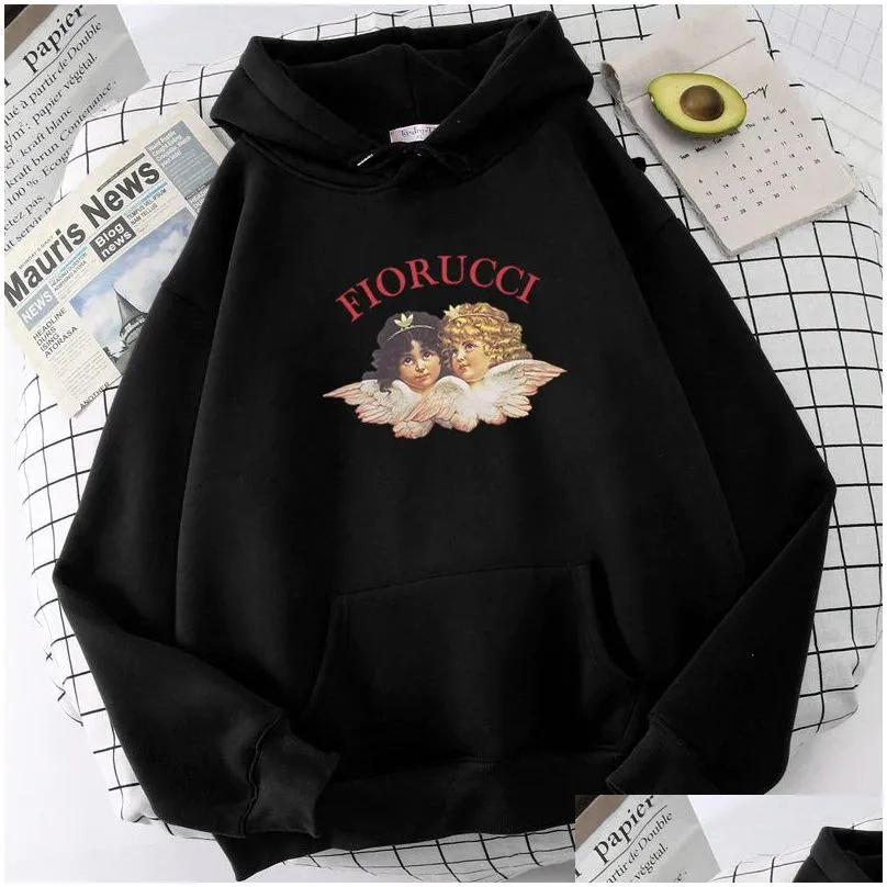 Women`s Hoodies Sweatshirts Fiorucci Angel Girls Hoodie Sweatshirt Printed Y2k Gothic Aesthetic Unisex Streetwear Tops AutumnWinter Clothes