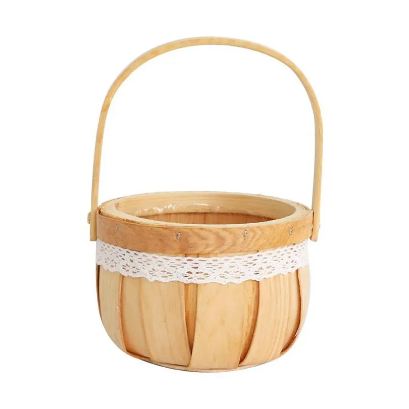 flower basket wedding bridal home decor woven portable handle party decorative gift kitchen storage