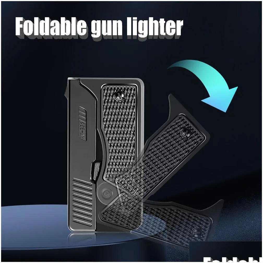 unique lighter windproof gas-electric plasma usb rechargable lighters gift for men folding gun butane torch turbo  flame cigar