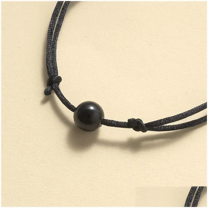 2pcs/set fashion beads charm couple bracelet with card for women men lovers lava rock natural stone rope chains friendship diy jewelry