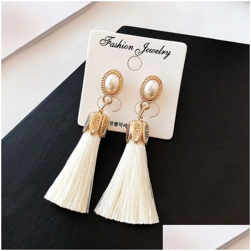 bohemian crystal leaves tassel earrings for women ethnic geometric long fabric fringe statement dangle earrings female boho handmade
