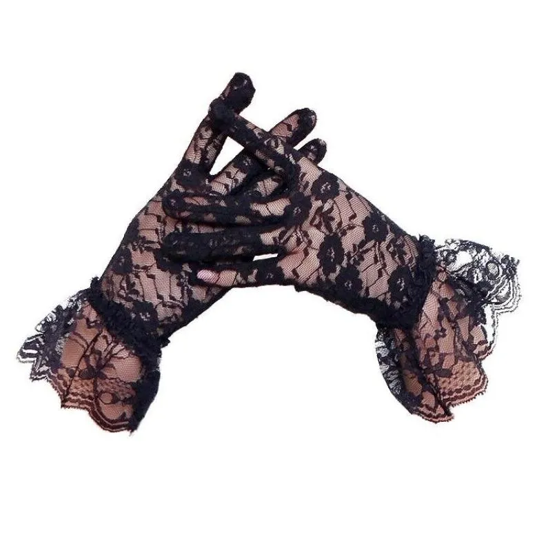 Sexy Lace Sunscreen Gloves Women`s Wedding Ceremony Breathable Short Finger