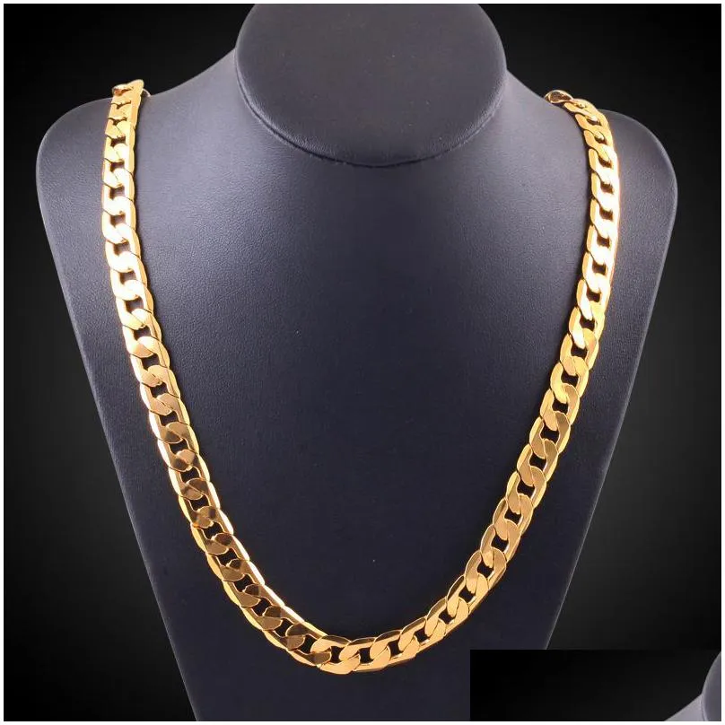 fashion 10mm 18k gold plated chains men`s hiphop 20 inch figaro chain necklaces for women hip hop jewelry accessories gift hot sale